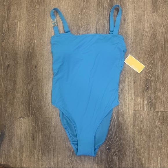 New Michael Kors Logo One piece swimsuit sizes 10 & 12 available Color Crew blue - Picture 3 of 7